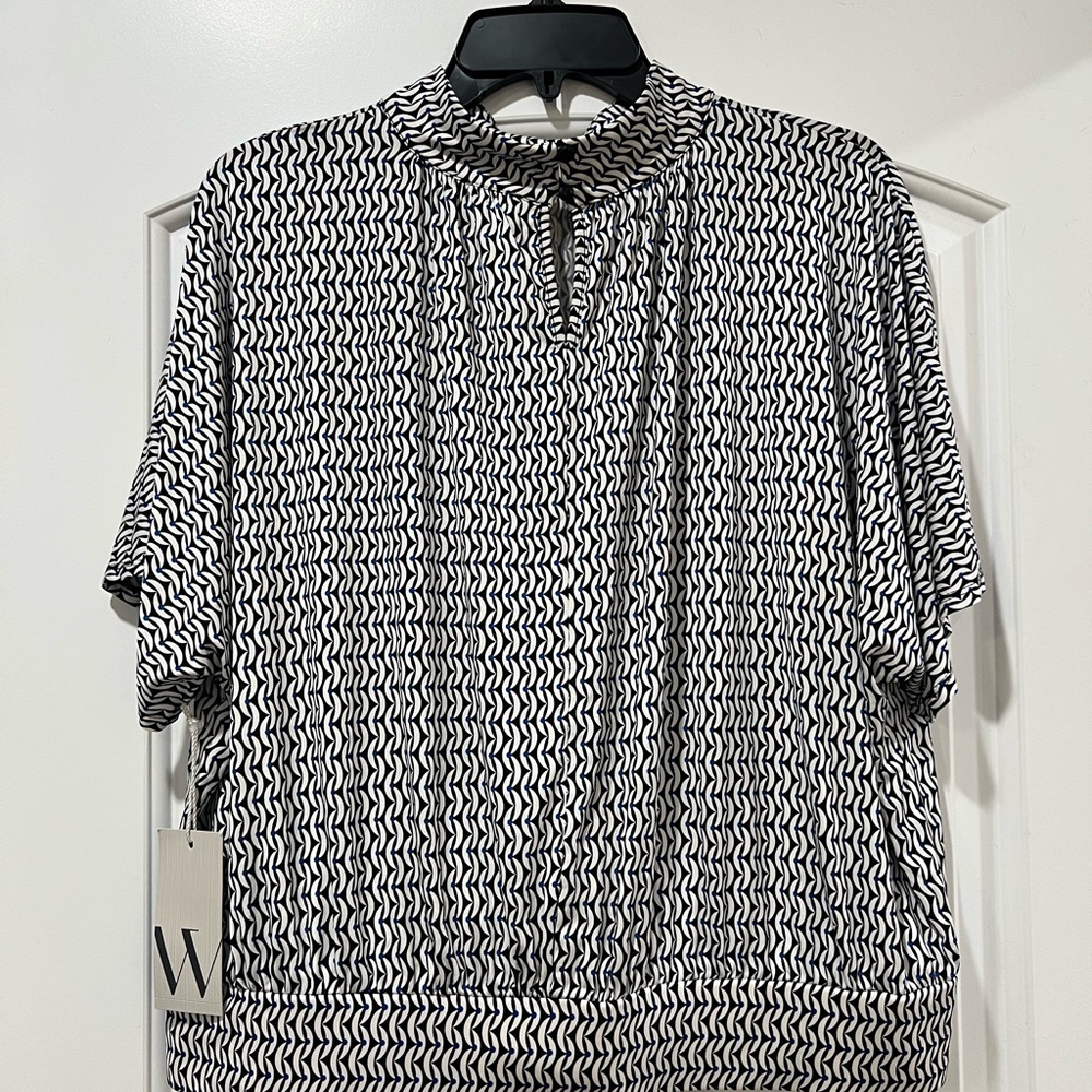 Worthington Black and White Patterned Blouse